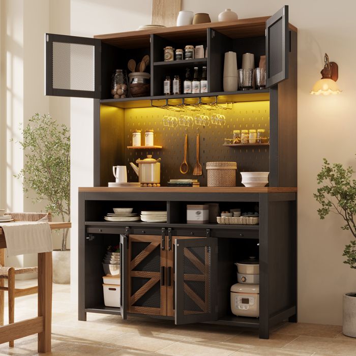 BLACK RED WHITE® Buffet haut Weston - Bibliothèque avec beaucoup d'espace de rangement - Pour chambre d'adolescent - Armoire multifonction industrielle - Décor pin