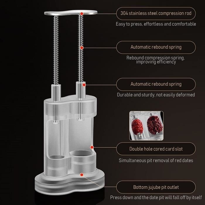 Accessoire Pâtisserie Pratique Dénoyauteur à Cerises 8 Trous - Multi-fruits - ABS Alimentaire - Facile à Nettoyer - Pour Cerises Et Dattes Outil Cuisine Multi-fruits