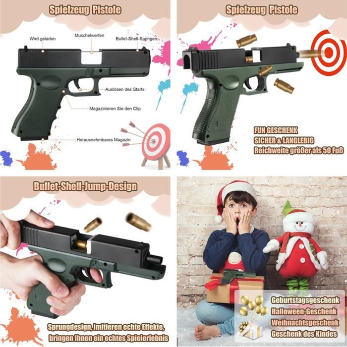 Pistolet EVA Mousse Jouet Blaster avec balles Souples, avec Chargeur  éjectable,Pistolet à Balle Molle, pour 12+ Enfants(C)