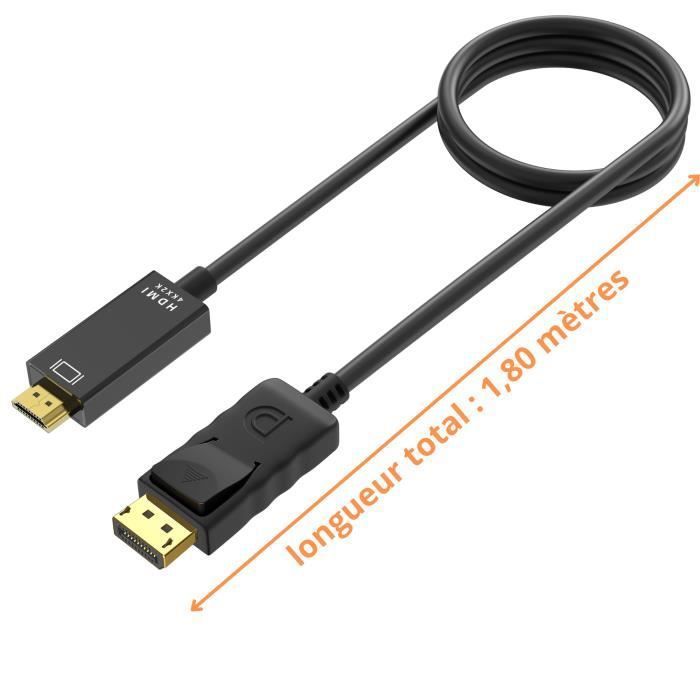 Câble DisplayPort HDMI Adaptateur DisplayPort Vers HDMI ICZI - 1080P - Connecteurs Dorés - Plug & Play Convertisseur Dp Hdmi 1080p