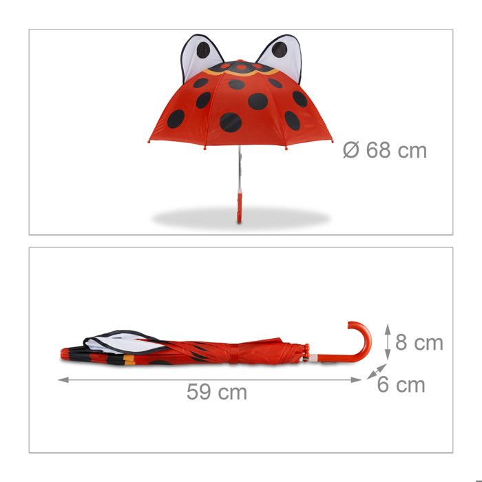 Parapluie Enfant Motif Coccinelle Miraculous - 85 Cm De Diamètre - Ouverture Automatique - Léger Et Résistant - 11