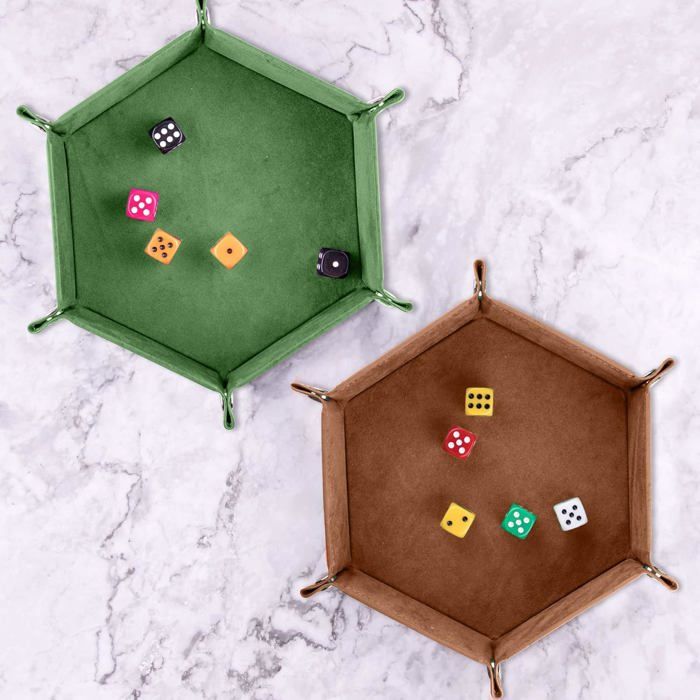 SIQUK Lot de 4 plateaux à dés hexagonaux pliables en cuir synthétique et velours pour RPG DND et autres jeux de dés (vert foncé, violet, rouge, noir SIQUK Lot de 4 plateaux à dés hexagonaux pliables en cuir synthétique et velours pour RPG DND et autres jeux de dés (vert foncé, violet, rouge, noir