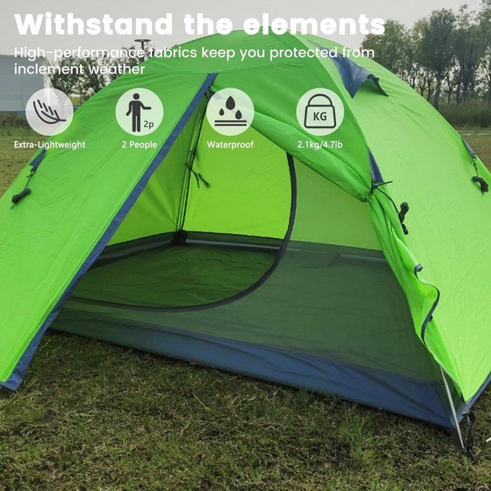 Tente De Camping Ultralégère 1/2 Personne – 1 Kg Ou 1,2 Kg, Double Porte, Moustiquaire, Oxford 210D, 200 X 120/150 Cm