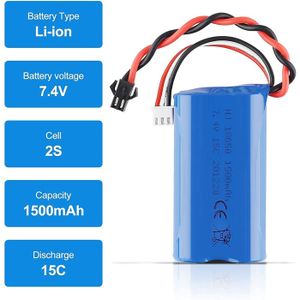Batterie Lipo 7,4 V 1500 MAh 15C, Facile à Transporter Et à Installer, Batterie Lipo 1500 MAh 15C Pour Voiture RC, Bateau Télécommandé, Jouets