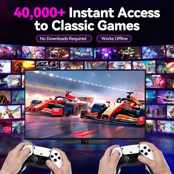Console Rétro AMANKA – 20 000 Jeux Intégrés – HDMI 4K – 2 Manettes Sans Fil 2,4 GHz – Plug & Play – Cadeau Idéal