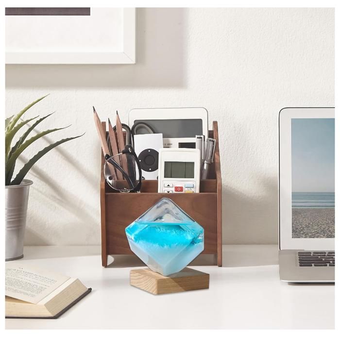 Prévision météo en verre tempête: prédicteur de cube d'eau bleu cristal