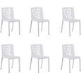 Lot de 6 chaises de jardin empilables en résine coloris blanc - Longueur 48 x Profondeur 54 x Hauteur 81 cm-0