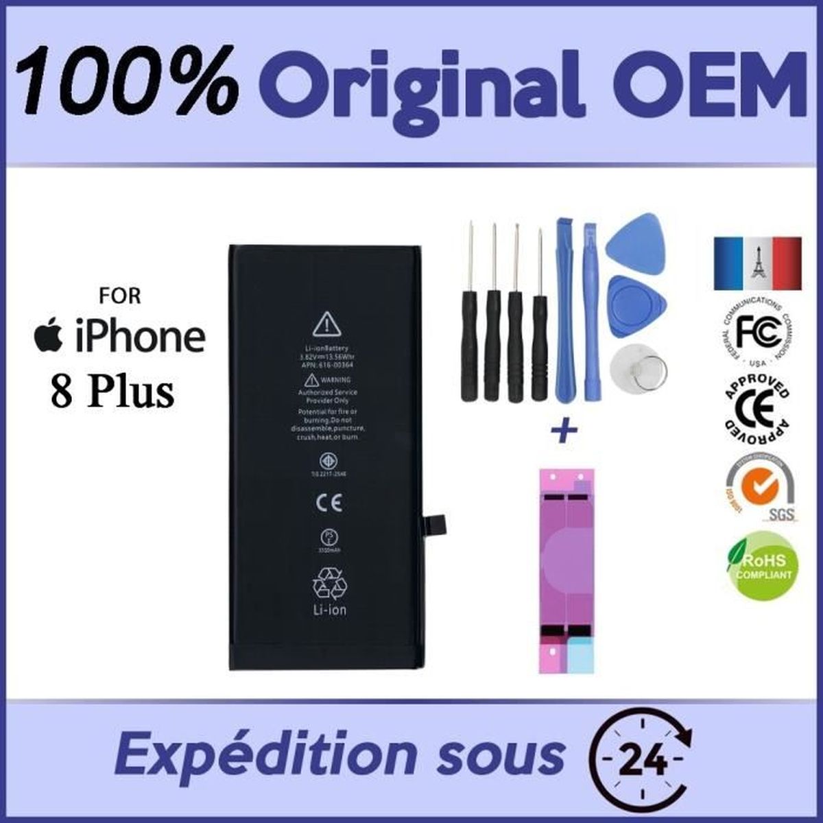 Batterie Pour IPhone 8, 7300mAh Batterie Lithium ION Haute