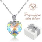 Collier femmes Cœur en Cristal Autrichien Baigné dans l'OR Blanc. Avec Boîte cadeau. Cadeau anniversaire, Noël, Nouvel An. 2SPLENDID