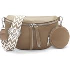 DUPHOY Sac Banane Femme Cuir Sac bandoulière Petit Sac a Main avec Porte Monnaie Amovible avec Large Sangle Réglable et Amovible (Kaki)