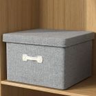 JF-ENG Boîte de rangement penderie pliable boîte de rangement type tiroir avec couvercle vêtements jouets - 40*30*25cm Gris