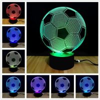 3D LED USB  Lumière De Nuit  Lampe De Chevet Avec 7 Couleurs  Chambre De Bébé Enfant Cadeau De Noël Fête Anniversaire Le football