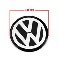 Pare-soleil,Autocollant de style pour roue de voiture, logo VW, noir, 60MM, 6cm, 4 pièces