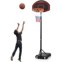 COSTWAY Panier de Basket-Ball sur Pied Hauteur Réglable 155–210 CM Portable Sur Roulettes avec Panneau Arrière pour Enfant/Adultes