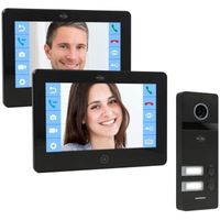 ELRO PRO PV40 Portier vidéo Full HD pour 2 familles avec 2 écrans couleur - Avec messagerie vocale - 13 sonneries - Design moderne