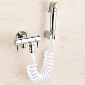 DOUCHETTE - FLEXIBLE ABS Spring Flexible de douche pour eau plomberie Toilette Bidet Pistolet pulvérisateur Salle de bains (blanc)
