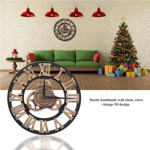 Klass Home Collection Horloge Murale Ronde en m/étal pour int/érieur//Jardin Chiffres Romains Ouverts Noir 40 cm