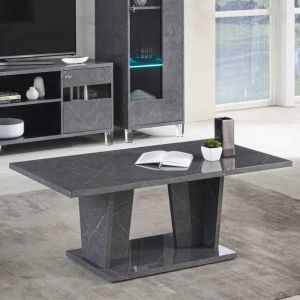 TABLE BASSE Table basse marbre gris brillant - CARRARE - Gris 