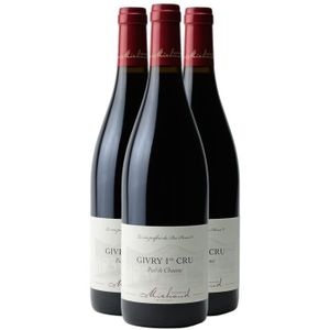 VIN ROUGE Givry 1er Cru Le Pied de Chaume Rouge 2021 - Lot de 3x75cl - Domaine Michaud - Vin AOC Rouge de Bourgogne - Cépage Pinot Noir