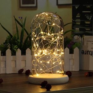 Sharplace Cloche en Verre avec D/ôme Et Base en Bois Brown A