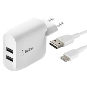 Belkin 1,2M Chargeur secteur avec câble micro-USB pour smartphones et tablettes Android Blanc 