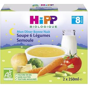 LÉGUMES CUISINÉS Hipp Bio Mon Dîner Bonne Nuit Pot Soupe 6 Légumes 