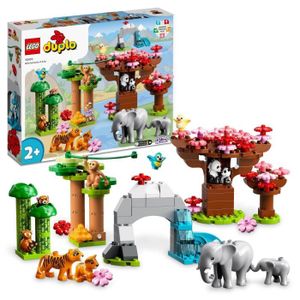 ASSEMBLAGE CONSTRUCTION LEGO 10974 DUPLO Animaux Sauvages d’Asie, Jouet Tapis de Jeu, avec Figurines Éléphants et Tigres, pour Enfants de 2 à 5 Ans