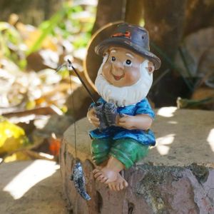 STATUE - STATUETTE   Summerdate Statue de gnome nain décoratif - Sculptures de pêche pour miniature - Rockery - Aquarium - Jardin - Bureau - Ornement63