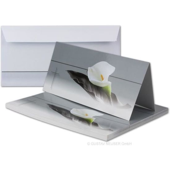 Cartes De Remerciement Deuil - Lot De 25 Avec Enveloppes, Papier épais 350g, Design Sobre Pour Condoléances