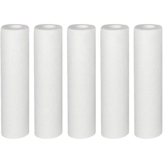 Cartouches Filtre à Eau 20 Microns - Lot De 5 - 9.75" PP Bobiné | Compatible Filtre 10" - Préfiltration Sédiments
