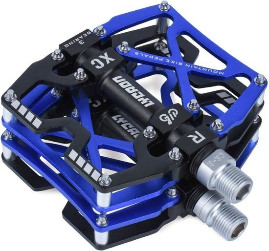 Pédales De Vélo Plates En Aluminium - 3 Roulements Scellés, 12 Picots Antidérapants - Pour VTT, Route, BMX - 387g La Paire
