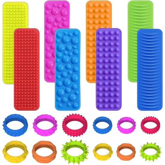 Lot De 20 Fidget Toys Sensoriels En Silicone – Anneaux Antistress Et Jouets De Décompression Multitexture Pour Enfants Et Adultes