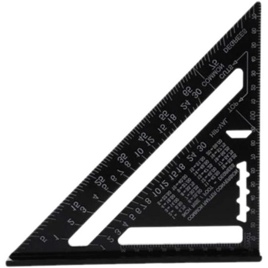 7 Pouces Noir - Règle De Mesure Carrée En Alliage'aluminium, Rapporteur