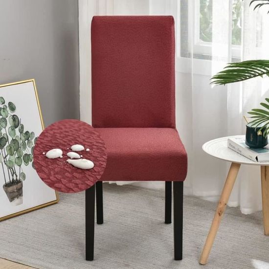 Lot De 6 Housses De Chaise Extensibles - Dossier Haut - Rouge - Salle à Manger - Neuf