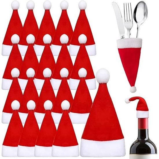 10 Pièces Mini Chapeau De Noël Et Sac Porte-couverts Pour La