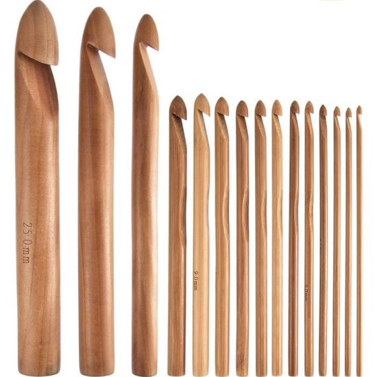 20pcs Bamboo Crochet Hooks Set Kit, Crochet à Aiguille Crochet Crochets
