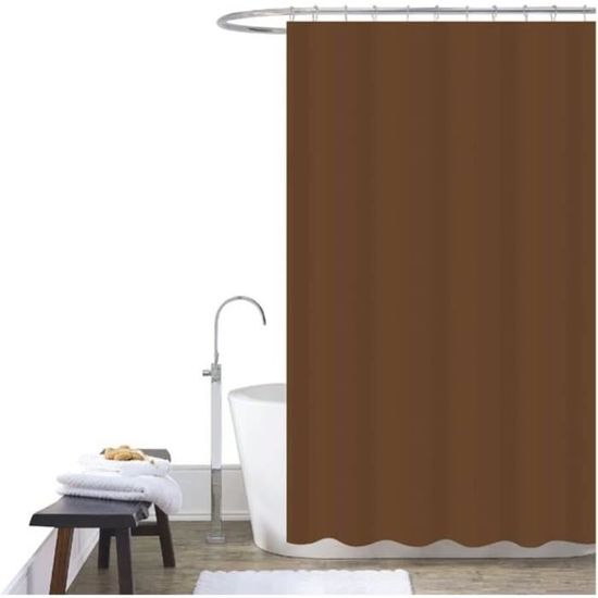 Rideau de douche en lin de qualité supérieure - 240 x 200 cm - Imperméable - Anti-moisissure - Pour salle de bain - Beige - 180 x 200 cm