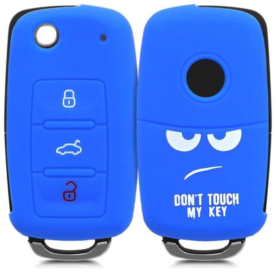 Coque Silicone Pour Clé Voiture VW/Skoda/Seat - Avec Boussole - Noir/Argent - Protection Antichoc
