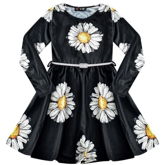 Enfants Filles Robe patineuse Marguerite Fleur Imprimé Danse Été Porter Fête Robe Porter Âge 5-13 Ans