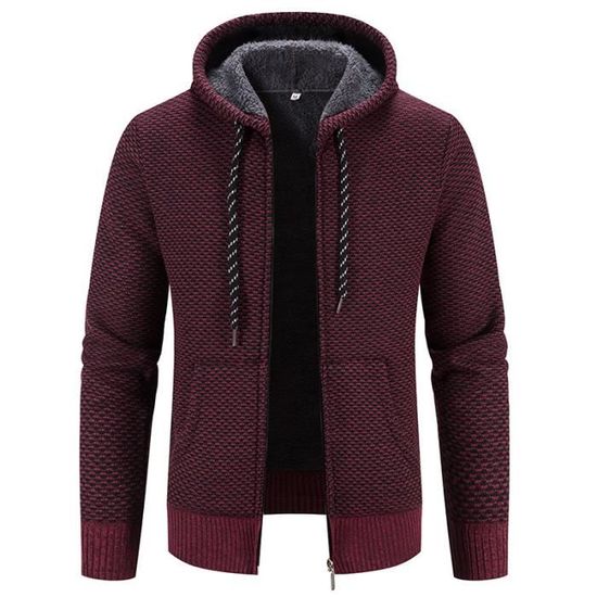 Cardigan Zippé Pour Homme En Maille Polaire - Col Droit, Poches, Idéal Pour L'automne Et L'hiver
