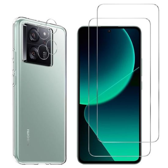 Coque Protection Pour Xiaomi 15T - Silicone Fin TPU + 2 Films Verre Trempé 9H - Anti-choc, Bords Surélevés - Transparent