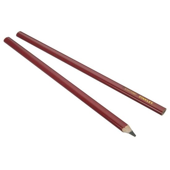 2 crayons de charpentier à corps rouge STANLEY - STHT0-72997 - 30 cm