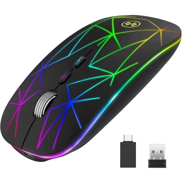 Souris Sans Fil Silencieuse Et Rechargeable A20 - RGB, 3 Niveaux DPI, Idéale Pour Ordinateur Portable Et Bureau