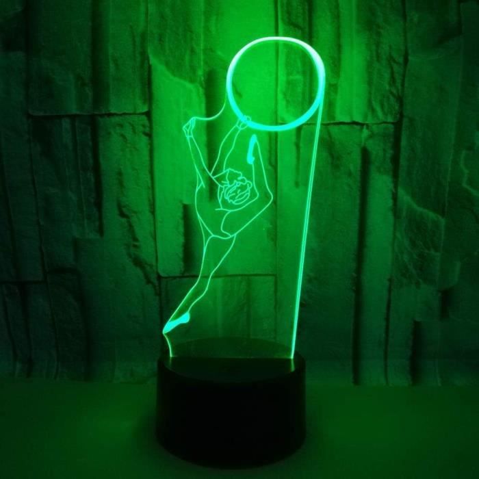FISSEN Lampe LED 3D Ballet - Illusion Optique, 7 Couleurs, USB - Veilleuse Enfant, Déco Chambre