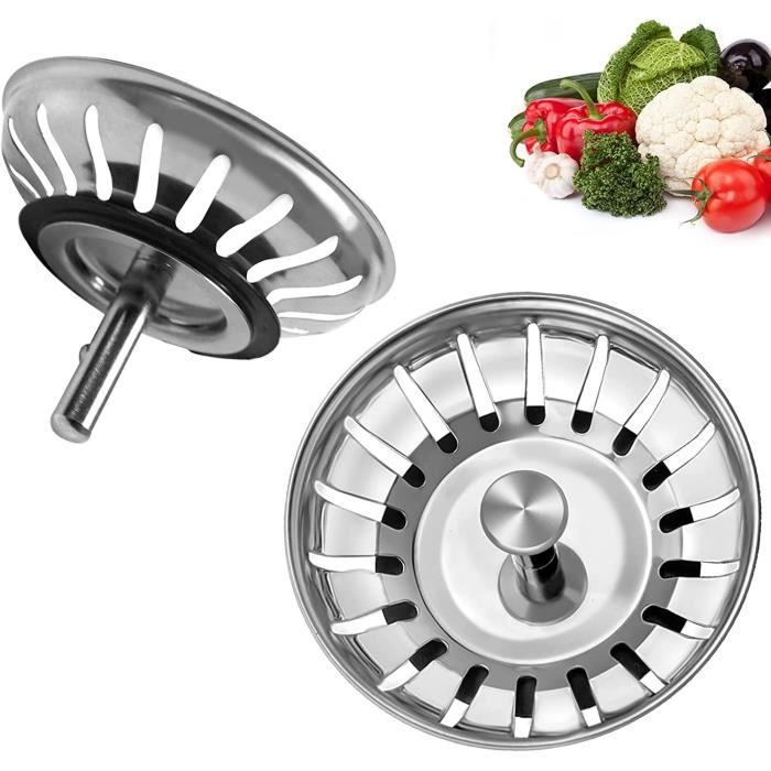 Anpro Bouchon Évier Cuisine Inox 84 Mm - Filtre Passoire 20 Fentes Avec Joint Silicone, Anti-Odeur Et Anti-Bouchage