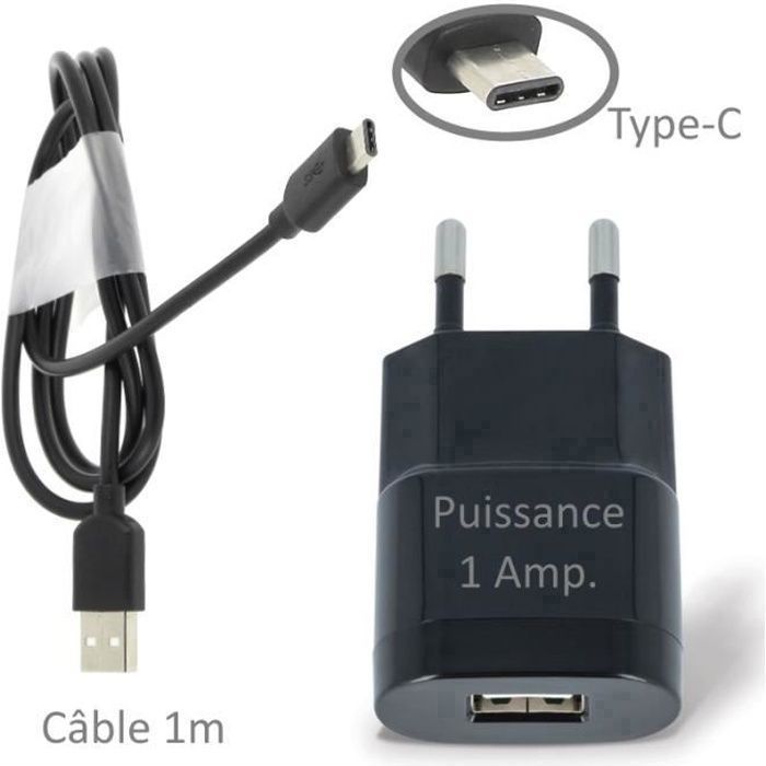 Chargeur Secteur USB 1A + Câble Type-C Pour XIAOMI Mi A3 - Mi 9T Pro - Mi 8 Pro - Mi 9 SE - REDMi Note 7 - Mi Mix 3 - Mi 9 -... et +