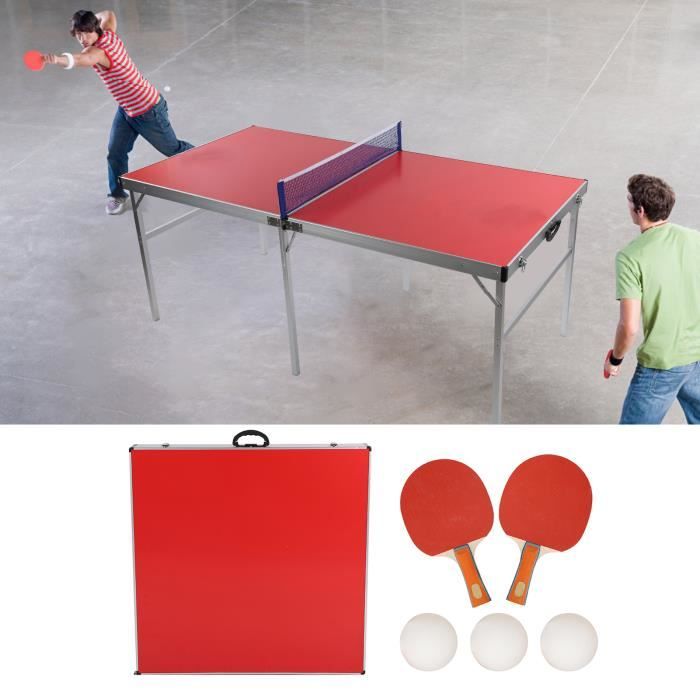 Table Tennis de Table - Table Ping Pong Compacte - Usage Extérieur - Rouge - 180x90x75cm(L x L x H)-COL