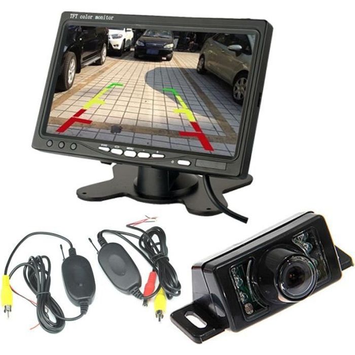 Nouvelle Caméra de Recul Sans Fil 7 Pouces HD LCD Ecran+Caméra de Voiture Etanche 7 LEDs IR de Vision Nocturne