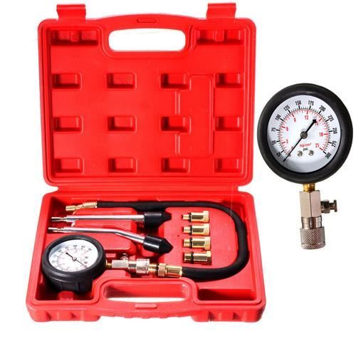 Kit testeur de compression compressiomètre pour moteur essence 0-20 bars ou 0-300 psi avec 4 adaptateurs de 10 à 18 + coffret