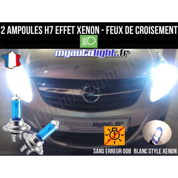 Pack ampoules H7 blanc xenon feux croisement-code pour OPEL CORSA D